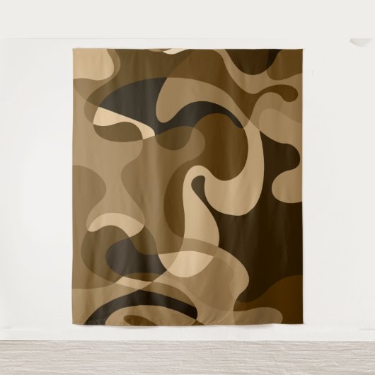 Bruin abstract wild swirly organische vormen wandkleed (Voorkant)