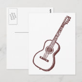 Bruin-akoestische klassieke gitaar briefkaart (Voorkant / Achterkant)