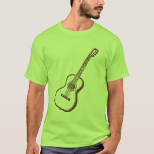 Bruin-akoestische klassieke gitaar t-shirt