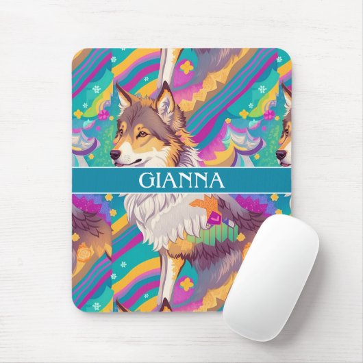 Bruin Alaska Wolf Waterverf Kleurrijk Gepersonalis Muismat (Met muis)