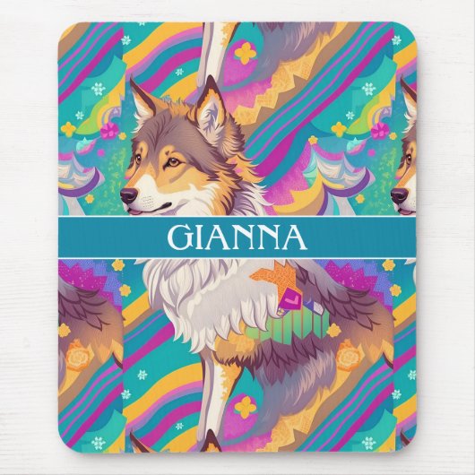 Bruin Alaska Wolf Waterverf Kleurrijk Gepersonalis Muismat (Voorkant)