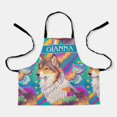 Bruin Alaska Wolf Waterverf Kleurrijk Gepersonalis Schort (Voorkant)