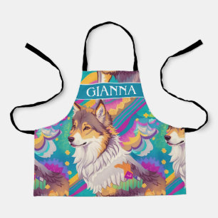 Bruin Alaska Wolf Waterverf Kleurrijk Gepersonalis Schort