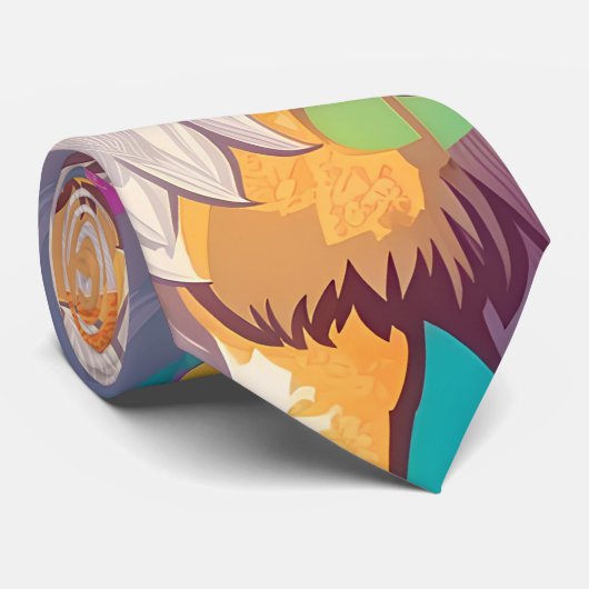 Bruin Alaska Wolf Waterverf Kleurrijk Gepersonalis Stropdas (Opgerold)