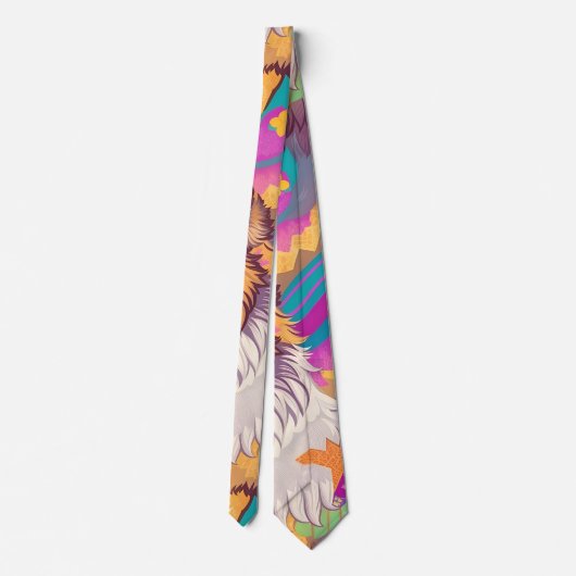 Bruin Alaska Wolf Waterverf Kleurrijk Gepersonalis Stropdas (Achterkant)