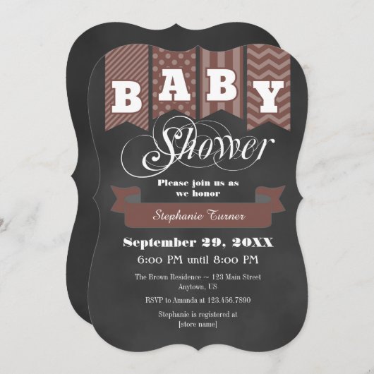 Bruin-alkboardvlag Baby shower uitnodigen Kaart (Voorkant / Achterkant)
