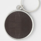 Bruin-alligator — Lederpapier Sleutelhanger (Voorkant)