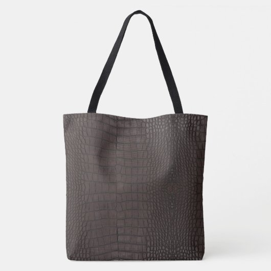 Bruin Alligator Textuurprint Tote Bag (Achterkant)