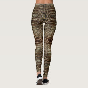 Bruin alligatorleer leggings