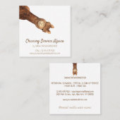 Bruin Alpaca Vierkante Visitekaartje (Voorkant / Achterkant)