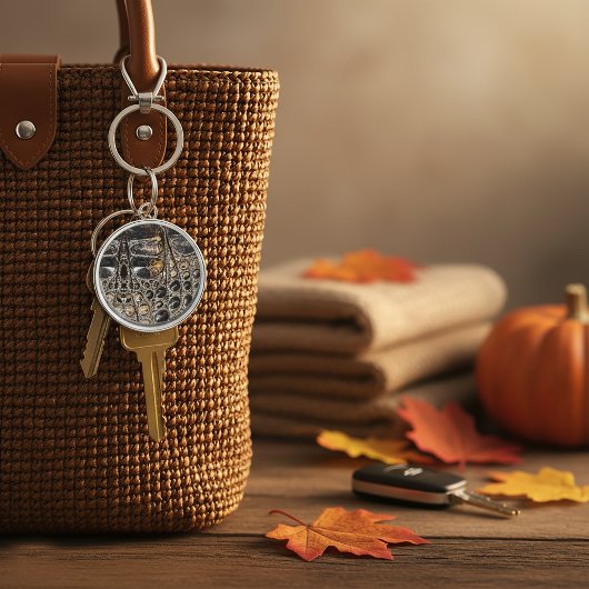 Bruin-Amerikaans leder voor alligator Sleutelhanger