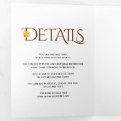 Bruin ampersand met oranje rozen herfst bruiloft drieluik uitnodiging (Binnenzijde eerst)