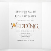 Bruin ampersand met oranje rozen herfst bruiloft drieluik uitnodiging (Binnenkant midden)