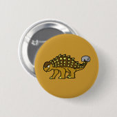 Bruin Ankylosaurus Ronde Button 5,7 Cm (Voorkant /achterkant)