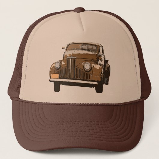 Bruin antiek vrachtwagen 2 trucker pet (Voorkant)