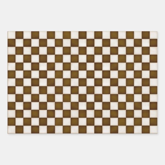 Bruin & Antiek Wit Geruit Inpakpapier Vel (Voorkant 2)