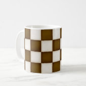 Bruin & Antiek Wit Geruit Koffiemok (Voorkant links)