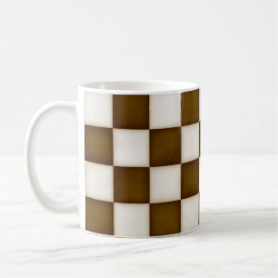 Bruin & Antiek Wit Geruit Koffiemok