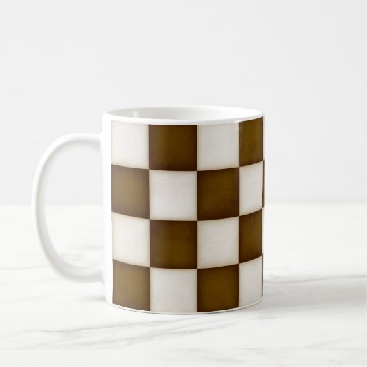 Bruin & Antiek Wit Geruit Koffiemok (Links)