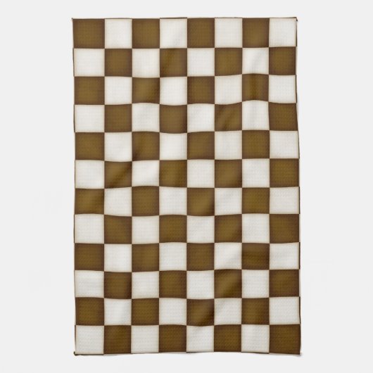 Bruin & Antiek Wit Geruit Theedoek (Verticaal)