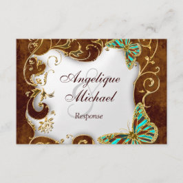 Bruin aqua goud land Huwelijk RSVP Kaartje
