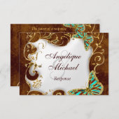 Bruin aqua goud land RESPONSE trouwen RSVP Kaartje (Voorkant / Achterkant)