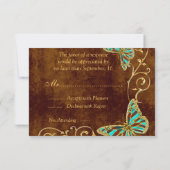Bruin aqua goud land TROUWdag RSVP Kaartje (Achterkant)