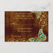 Bruin aqua goud land TROUWdag RSVP Kaartje (Achterkant)