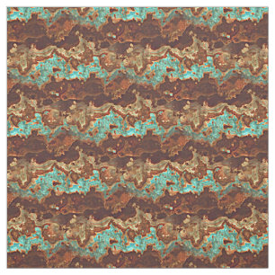 Bruin Aqua Turquoise Green Geode Marble Pattern Stof