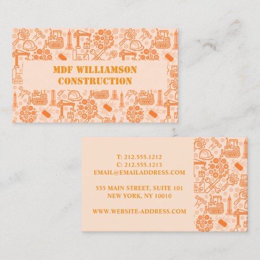 Bruin Architectonisch Blauwdruk Engineer Patroon Visitekaartje (Voorkant / Achterkant)