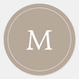 Bruin Ashwood Minimalist Eenvoudige Monogram Trouw Ronde Sticker