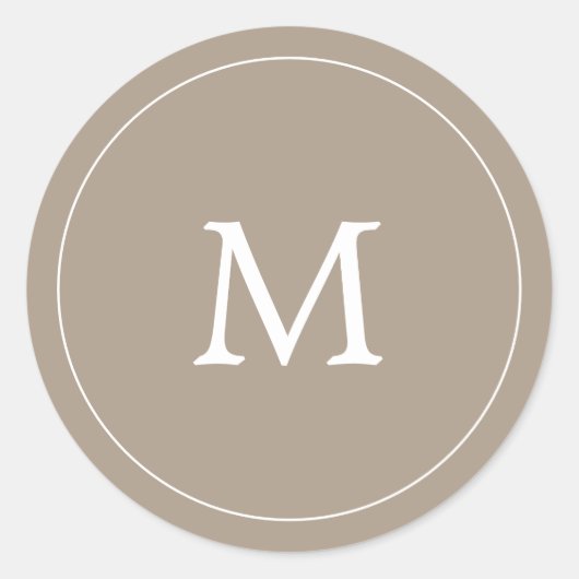 Bruin Ashwood Minimalist Eenvoudige Monogram Trouw Ronde Sticker (Voorkant)