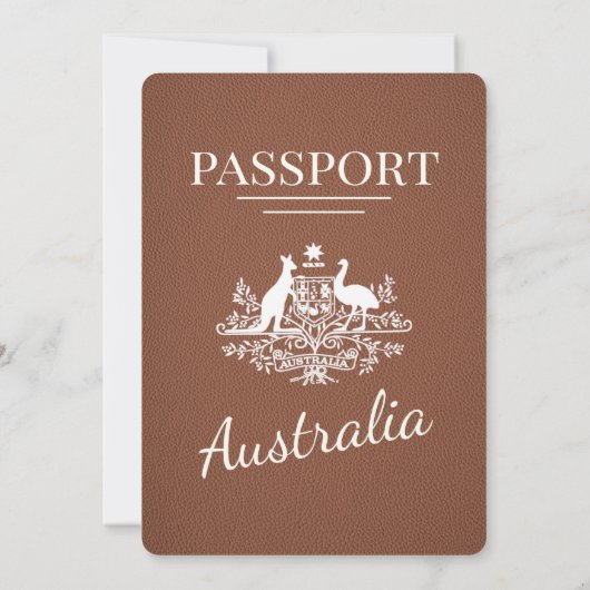 Bruin Australië Paspoort bruiloft uitnodiging (Achterkant)