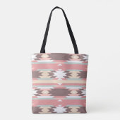 Bruin, auve en Green Aztec Gepatterde Canvas tas (Achterkant)