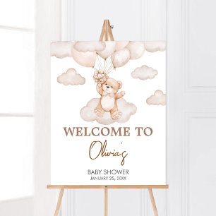 Bruin Baby Beer Ballon Baby shower Welkom Poster