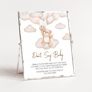 Bruin Baby Beer Ballon Baby shower Zeg geen Baby Poster