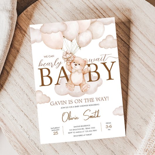 Bruin Baby Beren ballon Baby shower Kaart