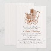 bruin Baby Carriage Baby shower Kaart (Voorkant / Achterkant)