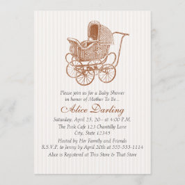  bruin Baby Carriage Baby shower Kaart