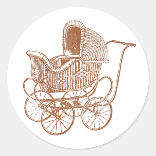  bruin Baby Carriage Baby shower Ronde Sticker (Voorkant)