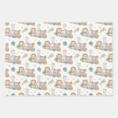 Bruin Baby Lion Elephant Rhino Inpakpapier Vel (Voorkant 2)