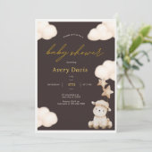 Bruin Baby shower Uitnodiging, Eenvoudig Bewerken  Kaart (Staand voorkant)