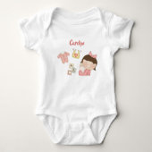 Bruin babymeisje - ABC's Romper (Voorkant)