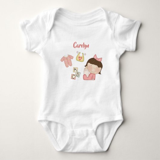 Bruin babymeisje - ABC's Romper (Voorkant)