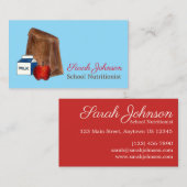 Bruin Bag School Lunch Lady Nutritionist Teacher Visitekaartje (Voorkant / Achterkant)
