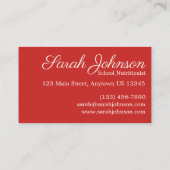 Bruin Bag School Lunch Lady Nutritionist Teacher Visitekaartje (Achterkant)