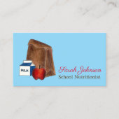 Bruin Bag School Lunch Lady Nutritionist Teacher Visitekaartje (Voorkant)
