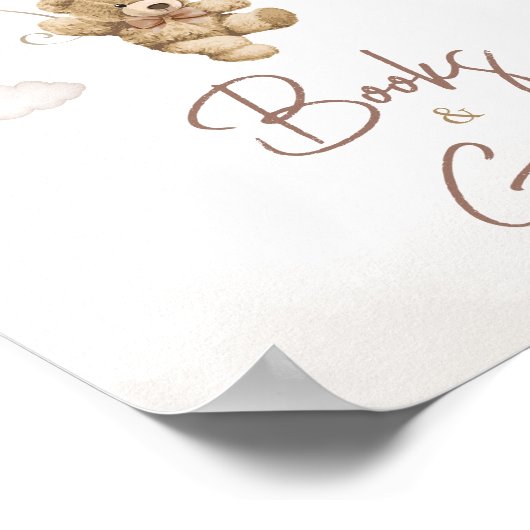 Bruin Ballon Beer Baby shower Boeken en geschenken Poster (Hoek)