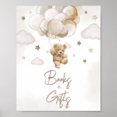 Bruin Ballon Beer Baby shower Boeken en geschenken Poster (Voorkant)