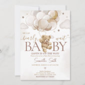 Bruin Ballon Beer Baby shower Kaart (Voorkant)